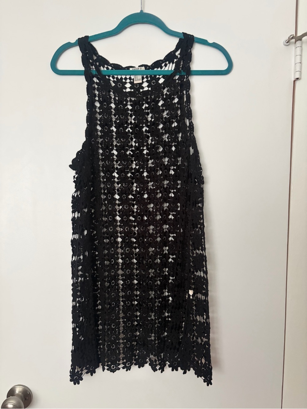 Black Crochet Sleeveless swim cover up or dress